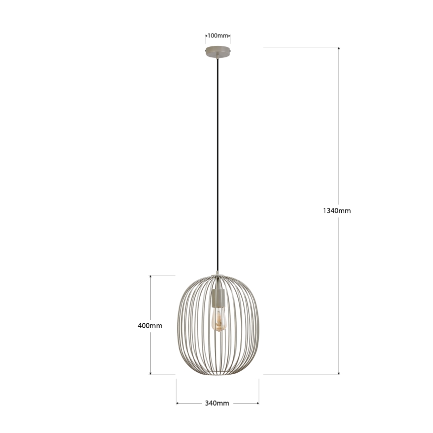 Κρεμαστό φωτιστικό OVELLA σε καλώδιο 1xE27/15W/230V Ø 34 cm γκρι