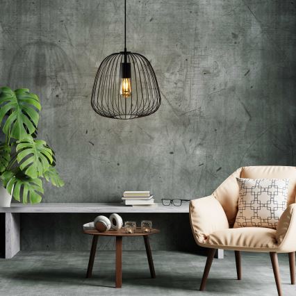 Κρεμαστό φωτιστικό OVELLA με καλώδιο, 1xE27/15W/230V, Ø 36 εκ., μαύρο