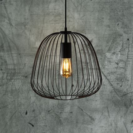 Κρεμαστό φωτιστικό OVELLA με καλώδιο, 1xE27/15W/230V, Ø 36 εκ., μαύρο