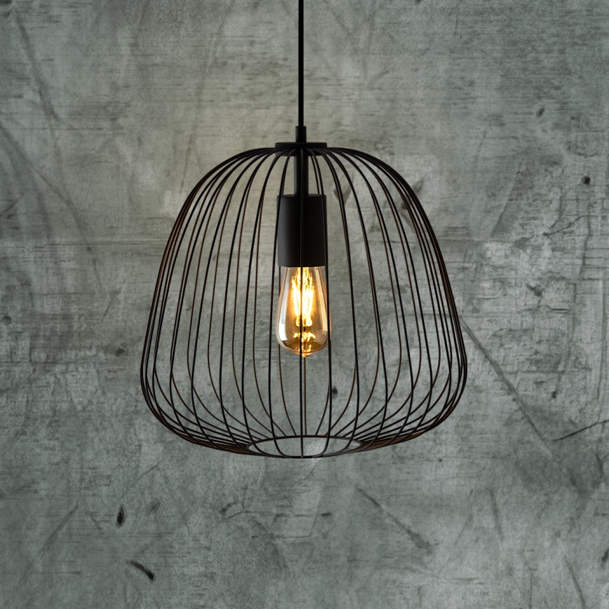 Κρεμαστό φωτιστικό OVELLA με καλώδιο, 1xE27/15W/230V, Ø 36 εκ., μαύρο