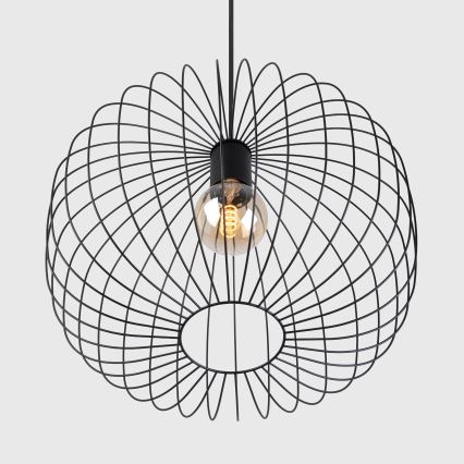 Κρεμαστό φωτιστικό OVELLA με καλώδιο, 1xE27/15W/230V, διάμ. 46 εκ., μαύρο