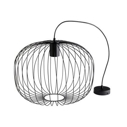 Κρεμαστό φωτιστικό OVELLA με καλώδιο, 1xE27/15W/230V, διάμ. 46 εκ., μαύρο