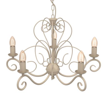 Κρεμαστό φωτιστικό σε αλυσίδα MAURO 5xE14/15W/230V μπεζ