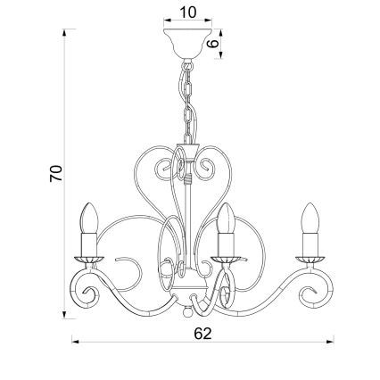 Κρεμαστό φωτιστικό σε αλυσίδα MAURO 5xE14/15W/230V μπεζ