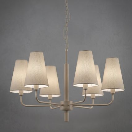 Κρεμαστό φωτιστικό σε αλυσίδα TORTOLA 6xE14/15W/230V μπεζ