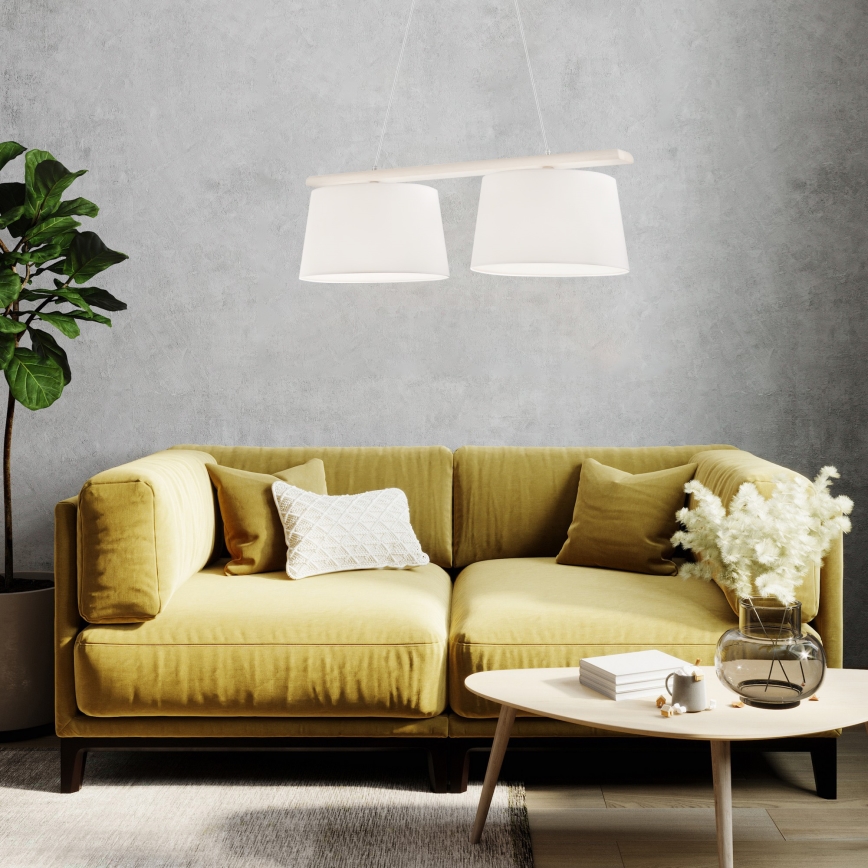 Κρεμαστό φωτιστικό σε καλώδιο AIDA 2xE27/60W/230V pr. 35 cm δρυς/λευκό