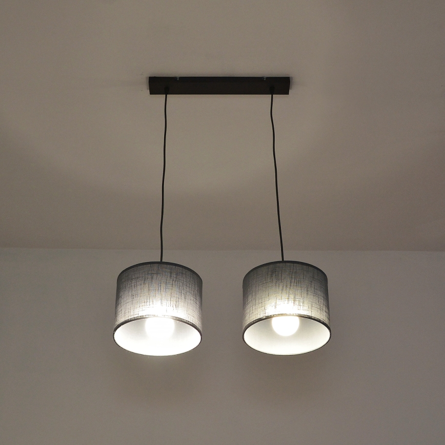 Κρεμαστό φωτιστικό σε καλώδιο ALBA 2xE27/15W/230V γκρι