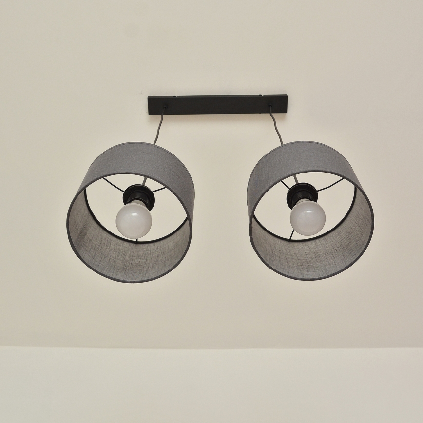 Κρεμαστό φωτιστικό σε καλώδιο ALBA 2xE27/15W/230V γκρι