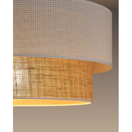 Κρεμαστό φωτιστικό σε καλώδιο BORHO 1xE27/60W/230V Ø 40 cm λευκό/γιούτα