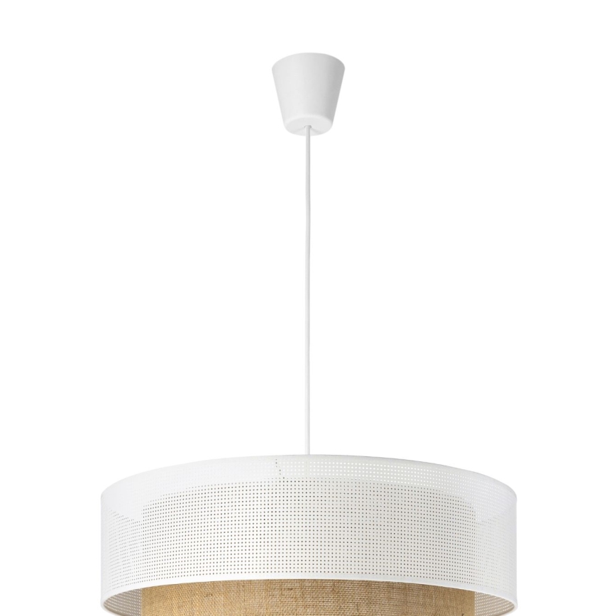 Κρεμαστό φωτιστικό σε καλώδιο BORHO 1xE27/60W/230V Ø 40 cm λευκό/γιούτα
