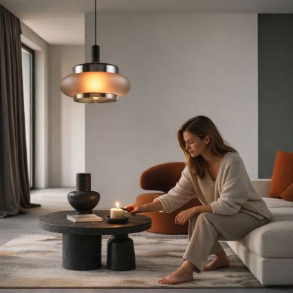 Κρεμαστό φωτιστικό σε καλώδιο BRIZI 1xE27/40W/230V γκρι/καπνιστό