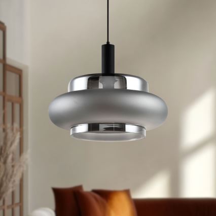 Κρεμαστό φωτιστικό σε καλώδιο BRIZI 1xE27/40W/230V γκρι/καπνιστό