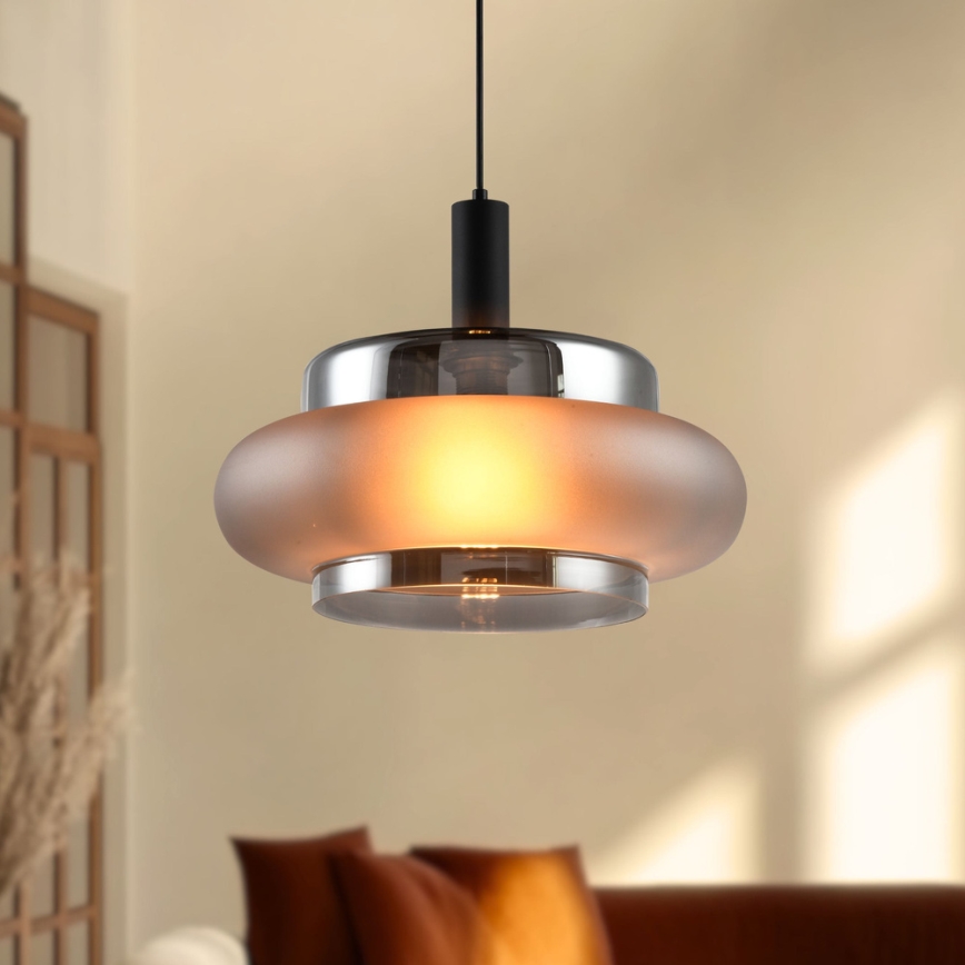 Κρεμαστό φωτιστικό σε καλώδιο BRIZI 1xE27/40W/230V γκρι/καπνιστό