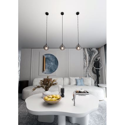 Κρεμαστό φωτιστικό σε καλώδιο COSMO 1xE14/10W/230V διάμ. 14 εκ. μαύρο/καπνιστό μαύρο