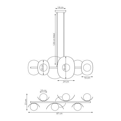 Κρεμαστό φωτιστικό σε καλώδιο ELEMENTI 6xG9/8W/230V λευκό