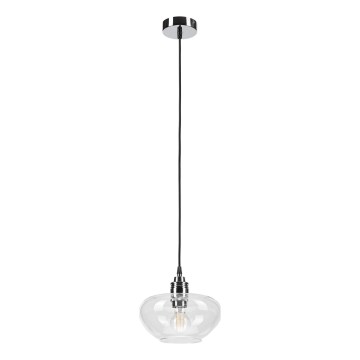 Κρεμαστό φωτιστικό σε καλώδιο FLO 1xE27/15W/230V γυαλιστερό χρώμιο/διάφανο