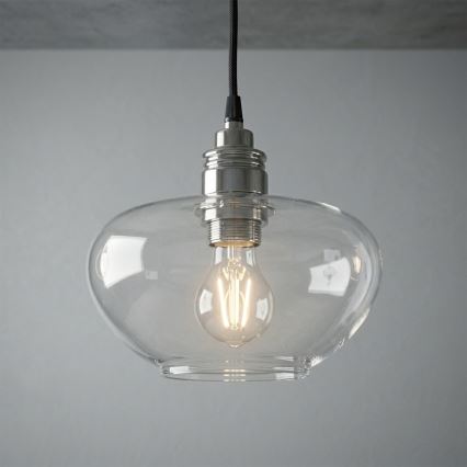 Κρεμαστό φωτιστικό σε καλώδιο FLO 1xE27/15W/230V γυαλιστερό χρώμιο/διάφανο