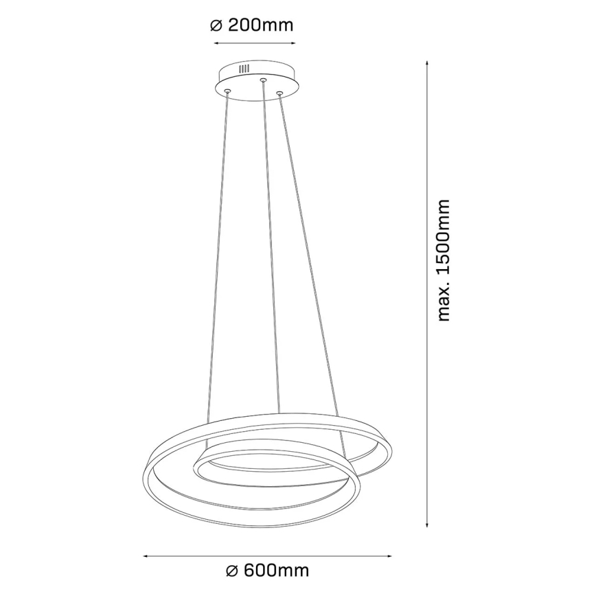 Κρεμαστό φωτιστικό σε καλώδιο GLOW LED, 75W/230V, 4000K, διάμ. 60 cm, χρυσό