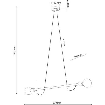 Κρεμαστό φωτιστικό σε καλώδιο HELIX 2xE27/15W/230V μαύρο/πεύκο