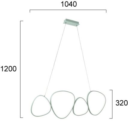 Κρεμαστό φωτιστικό σε καλώδιο HELIX LED/50W/230V, ασημί