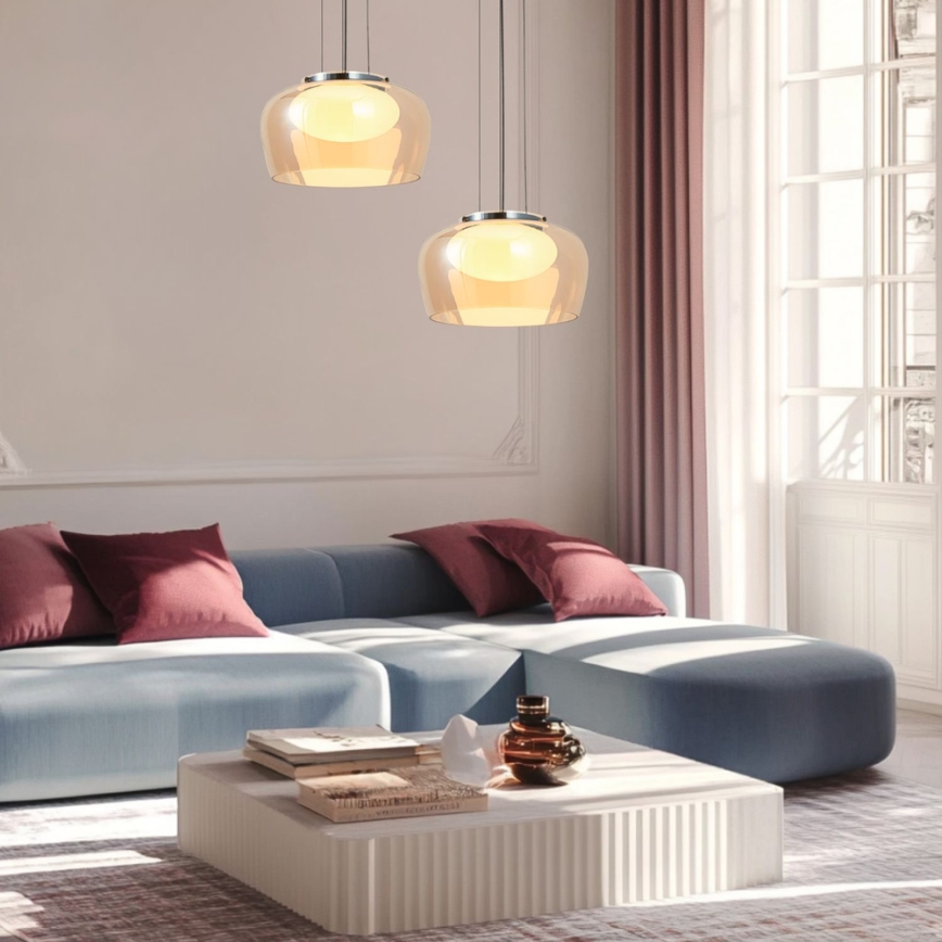 Κρεμαστό φωτιστικό σε καλώδιο INSIEME 1xGX53/10W/230V, διάμ. 35 cm, καπνιστό μπεζ