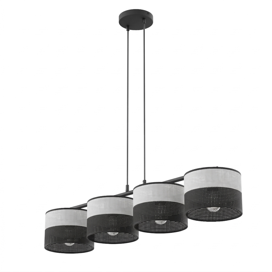 Κρεμαστό φωτιστικό σε καλώδιο KARBON, 4xE27/15W/230V, μαύρο/γκρί