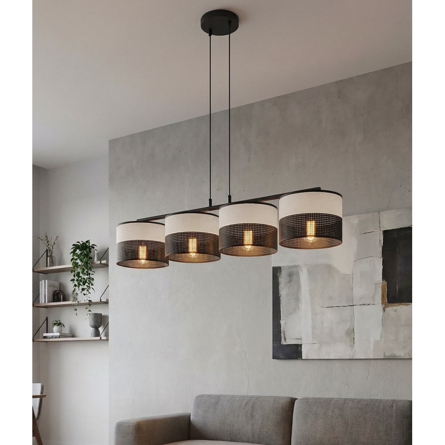Κρεμαστό φωτιστικό σε καλώδιο KARBON, 4xE27/15W/230V, μαύρο/γκρί