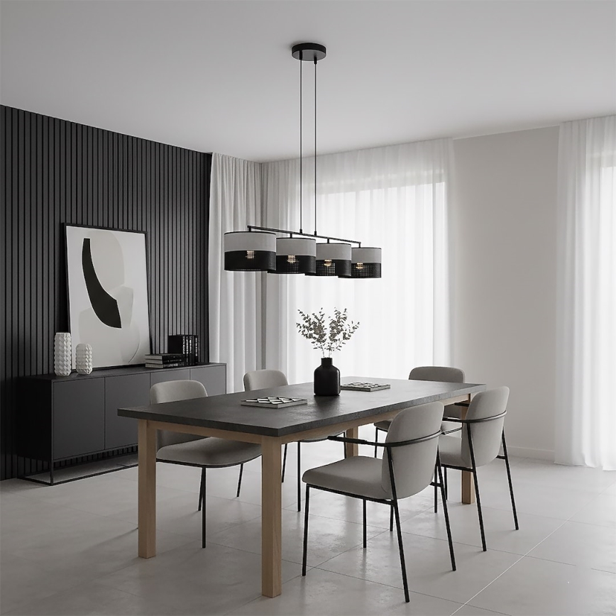 Κρεμαστό φωτιστικό σε καλώδιο KARBON, 4xE27/15W/230V, μαύρο/γκρί