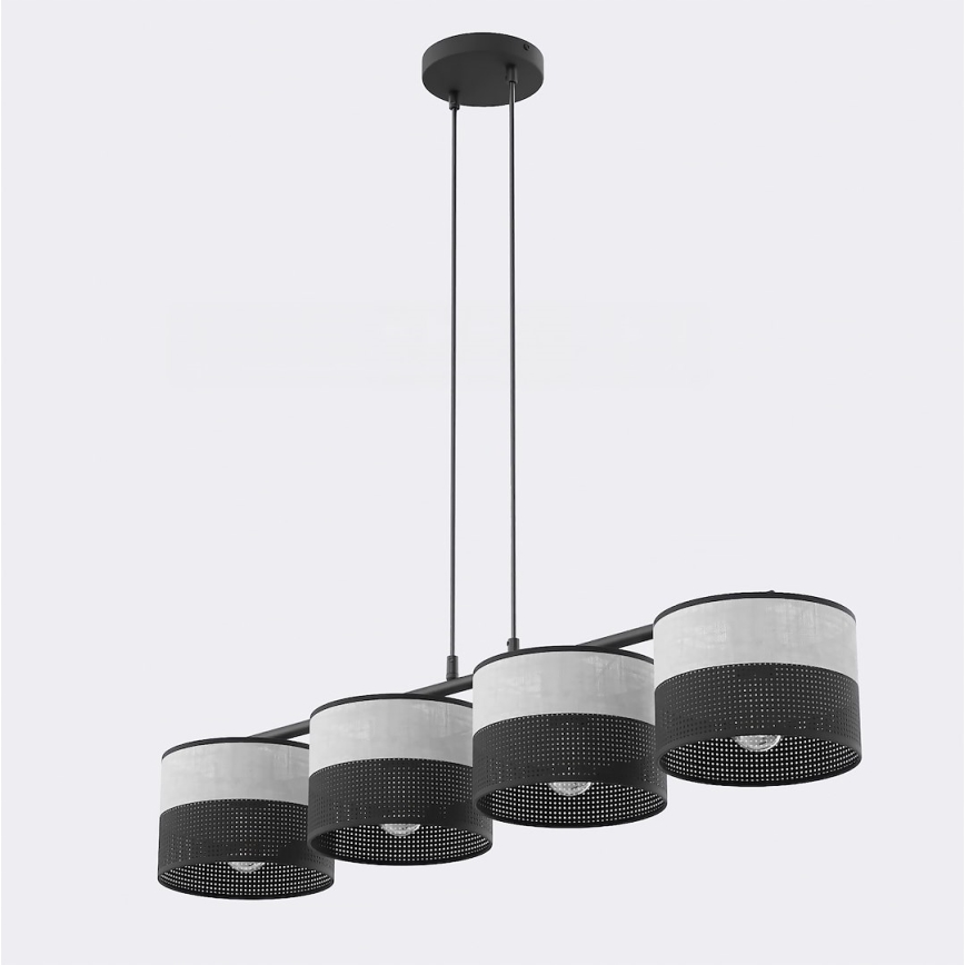 Κρεμαστό φωτιστικό σε καλώδιο KARBON, 4xE27/15W/230V, μαύρο/γκρί