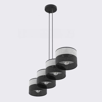 Κρεμαστό φωτιστικό σε καλώδιο KARBON, 4xE27/15W/230V, μαύρο/γκρί