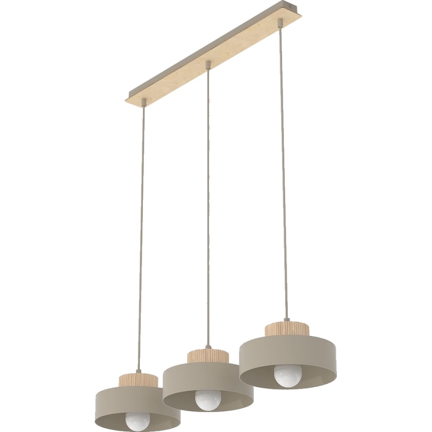 Κρεμαστό φωτιστικό σε καλώδιο KIVI 3xE27/15W/230V μπεζ