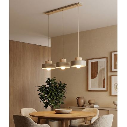 Κρεμαστό φωτιστικό σε καλώδιο KIVI 3xE27/15W/230V μπεζ