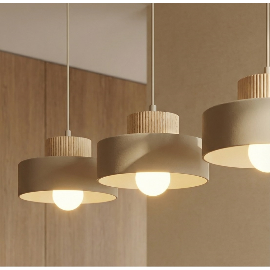 Κρεμαστό φωτιστικό σε καλώδιο KIVI 3xE27/15W/230V μπεζ