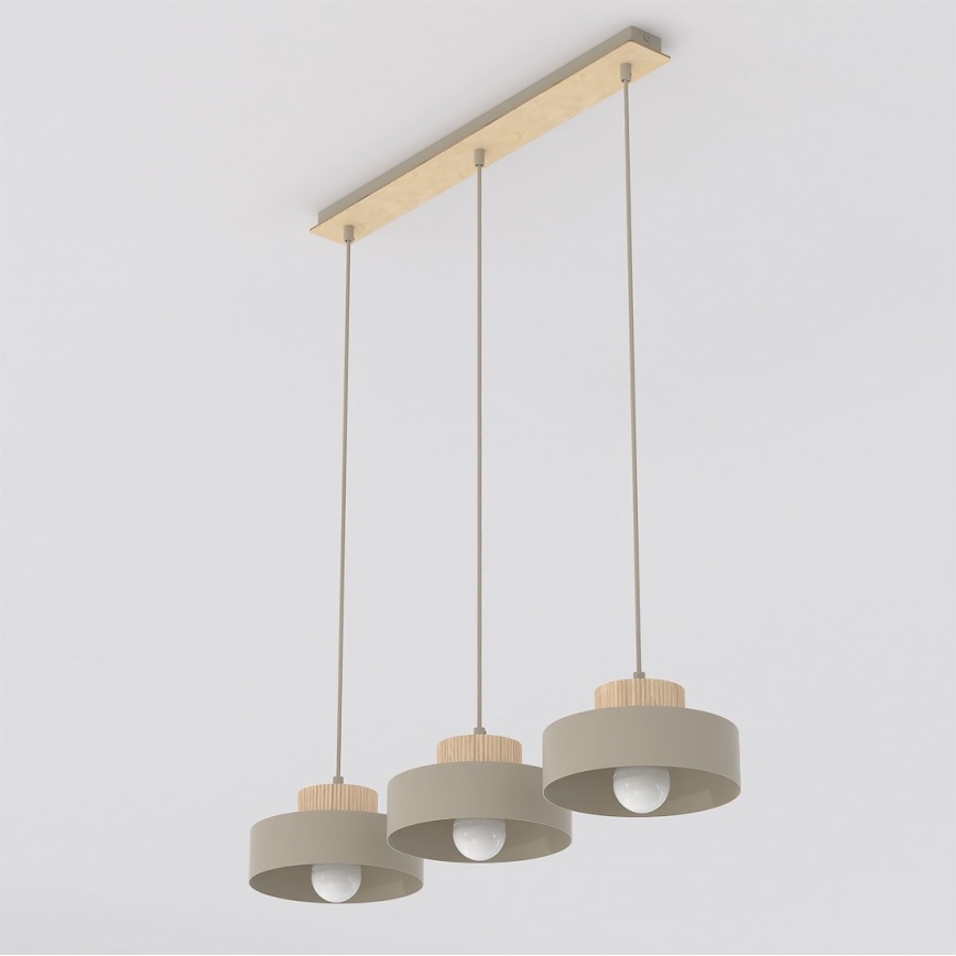Κρεμαστό φωτιστικό σε καλώδιο KIVI 3xE27/15W/230V μπεζ