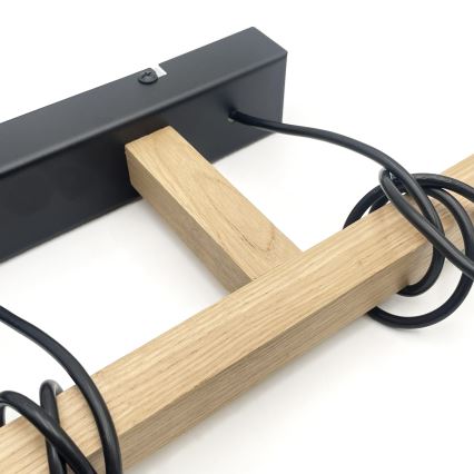 Κρεμαστό φωτιστικό σε καλώδιο LEANDRA 3xE27/15W/230V δρυς/μαύρο