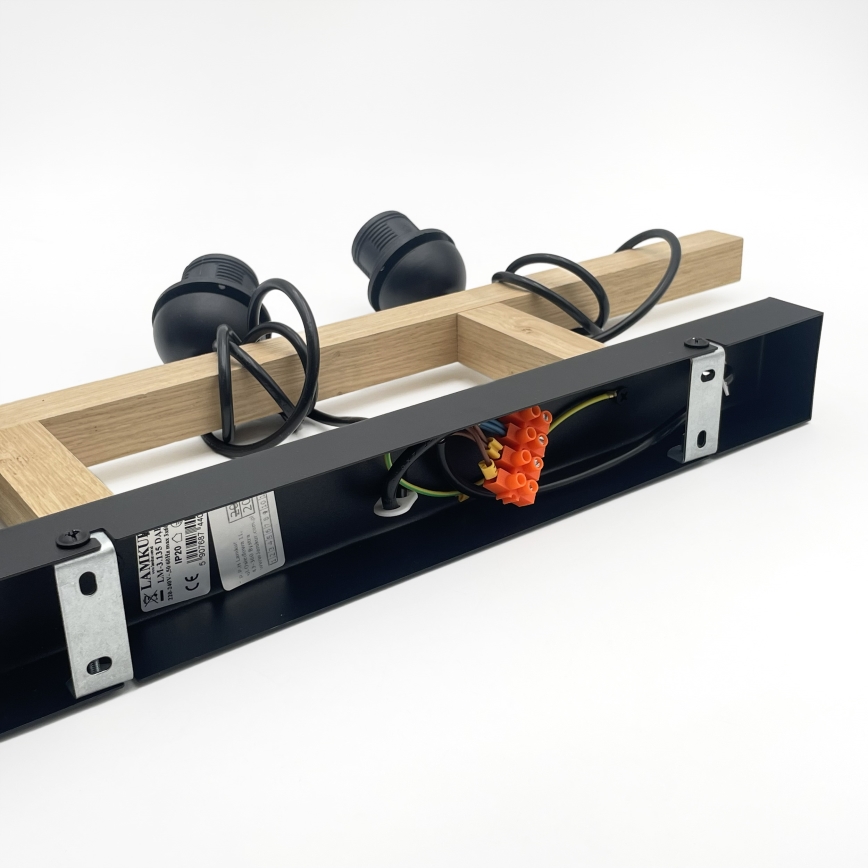 Κρεμαστό φωτιστικό σε καλώδιο LEANDRA 3xE27/15W/230V δρυς/μαύρο