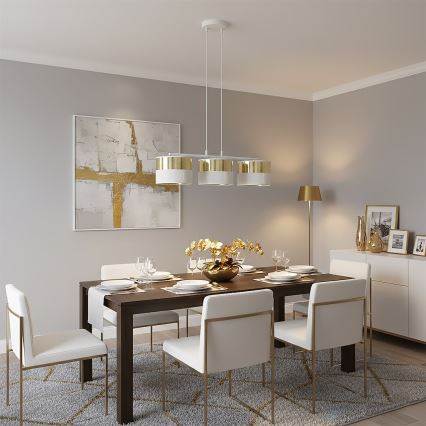 Κρεμαστό φωτιστικό σε καλώδιο LUX 3xE27/15W/230V λευκό/χρυσό