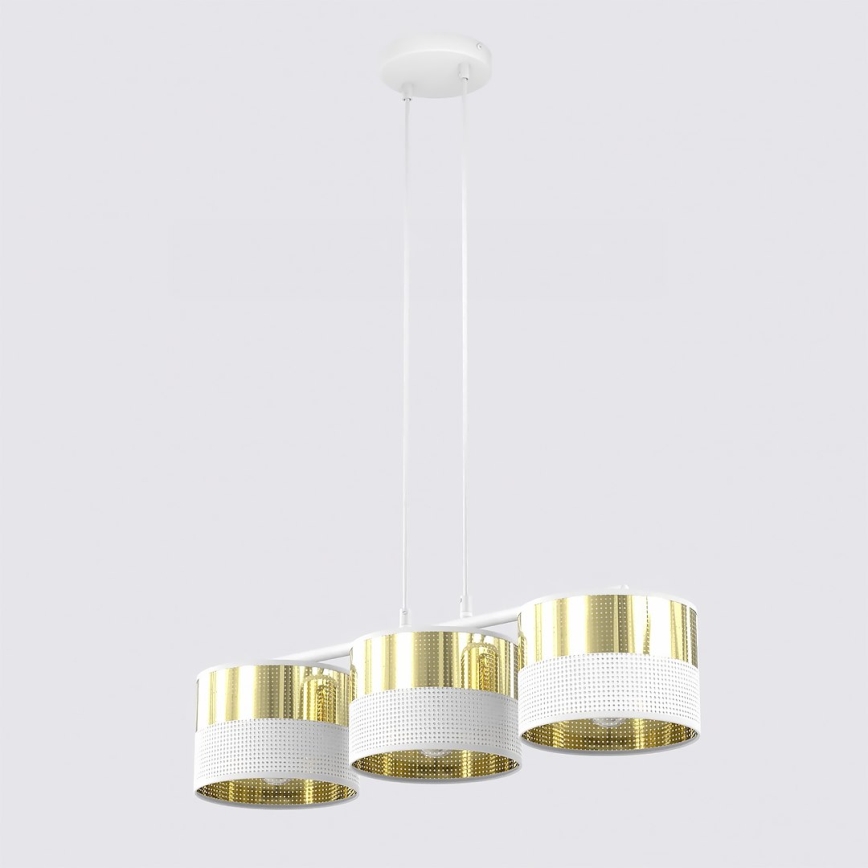 Κρεμαστό φωτιστικό σε καλώδιο LUX 3xE27/15W/230V λευκό/χρυσό