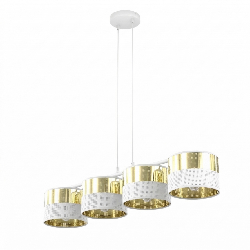 Κρεμαστό φωτιστικό σε καλώδιο LUX 4xE27/15W/230V λευκό/χρυσό