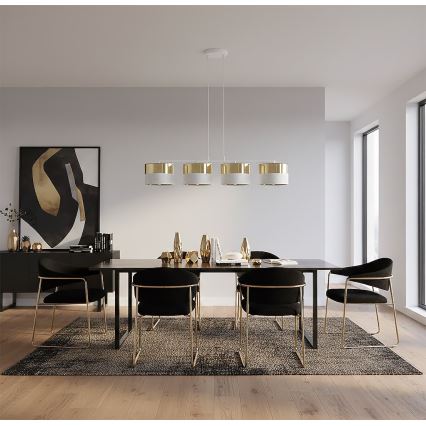 Κρεμαστό φωτιστικό σε καλώδιο LUX 4xE27/15W/230V λευκό/χρυσό