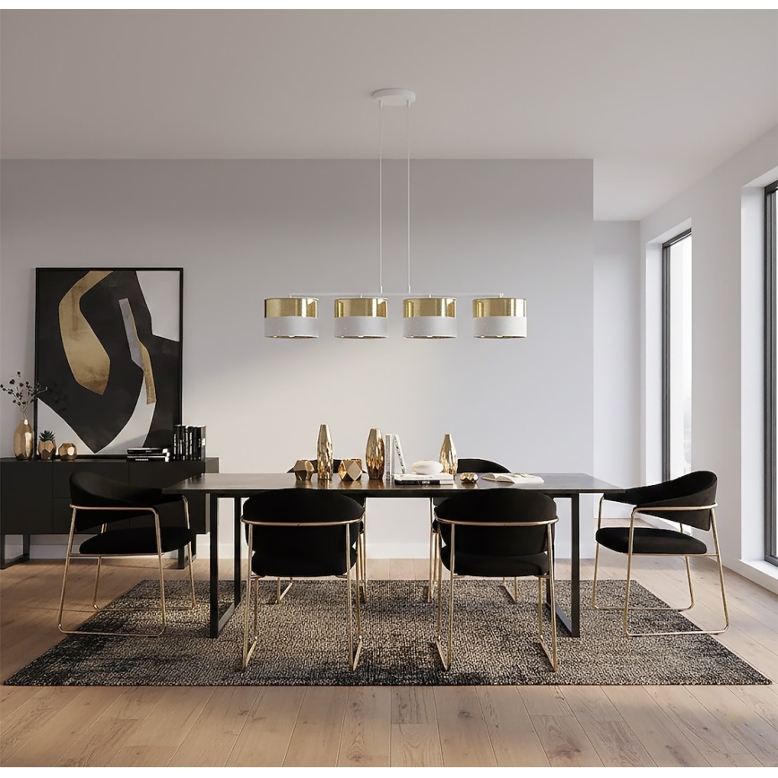 Κρεμαστό φωτιστικό σε καλώδιο LUX 4xE27/15W/230V λευκό/χρυσό