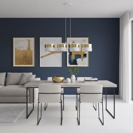 Κρεμαστό φωτιστικό σε καλώδιο LUX 4xE27/15W/230V λευκό/χρυσό