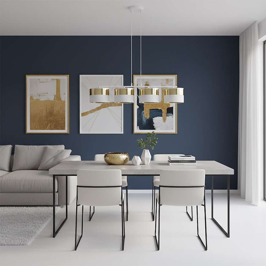 Κρεμαστό φωτιστικό σε καλώδιο LUX 4xE27/15W/230V λευκό/χρυσό