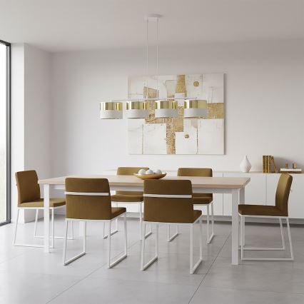 Κρεμαστό φωτιστικό σε καλώδιο LUX 4xE27/15W/230V λευκό/χρυσό