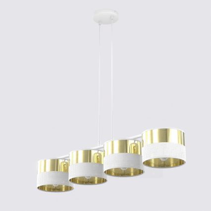 Κρεμαστό φωτιστικό σε καλώδιο LUX 4xE27/15W/230V λευκό/χρυσό