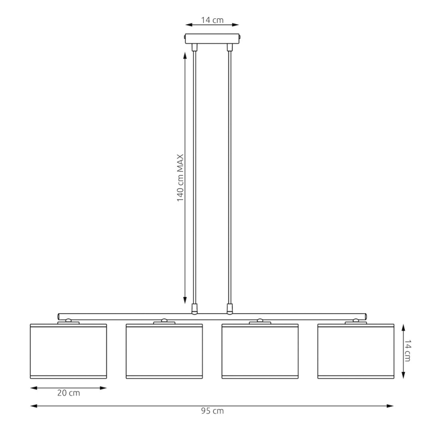 Κρεμαστό φωτιστικό σε καλώδιο LUX 4xE27/15W/230V λευκό/χρυσό