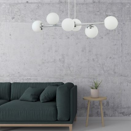 Κρεμαστό φωτιστικό σε καλώδιο MADDIE 6xE14/5W/230V γυαλιστερό χρώμιο