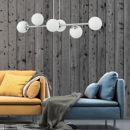 Κρεμαστό φωτιστικό σε καλώδιο MADDIE 6xE14/5W/230V γυαλιστερό χρώμιο