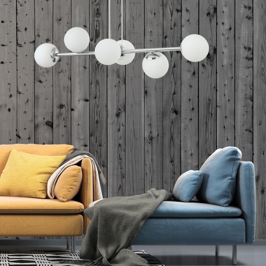 Κρεμαστό φωτιστικό σε καλώδιο MADDIE 6xE14/5W/230V γυαλιστερό χρώμιο