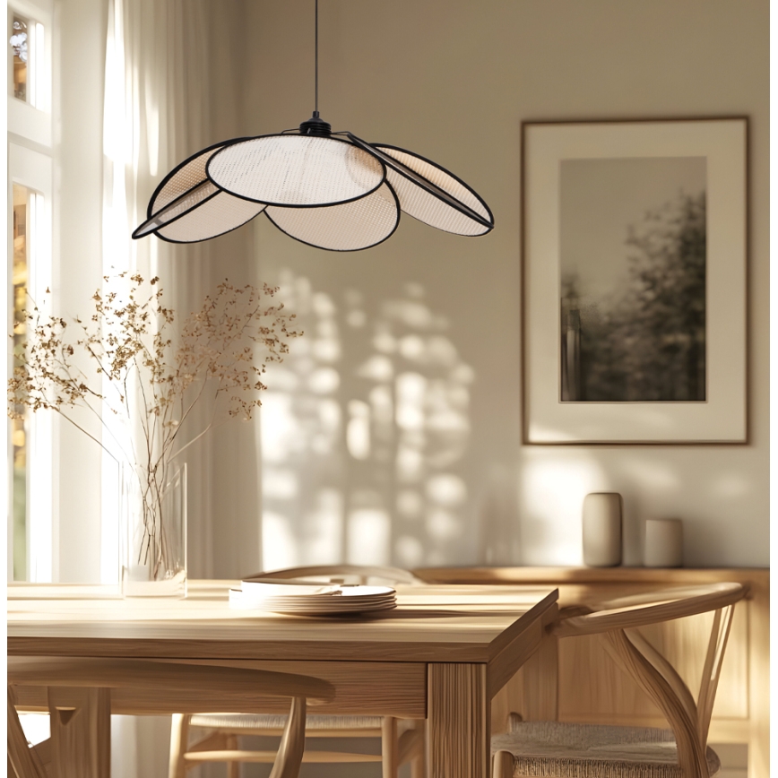 Κρεμαστό φωτιστικό σε καλώδιο MARGARET 1xE27/40W/230V μαύρο/μπεζ